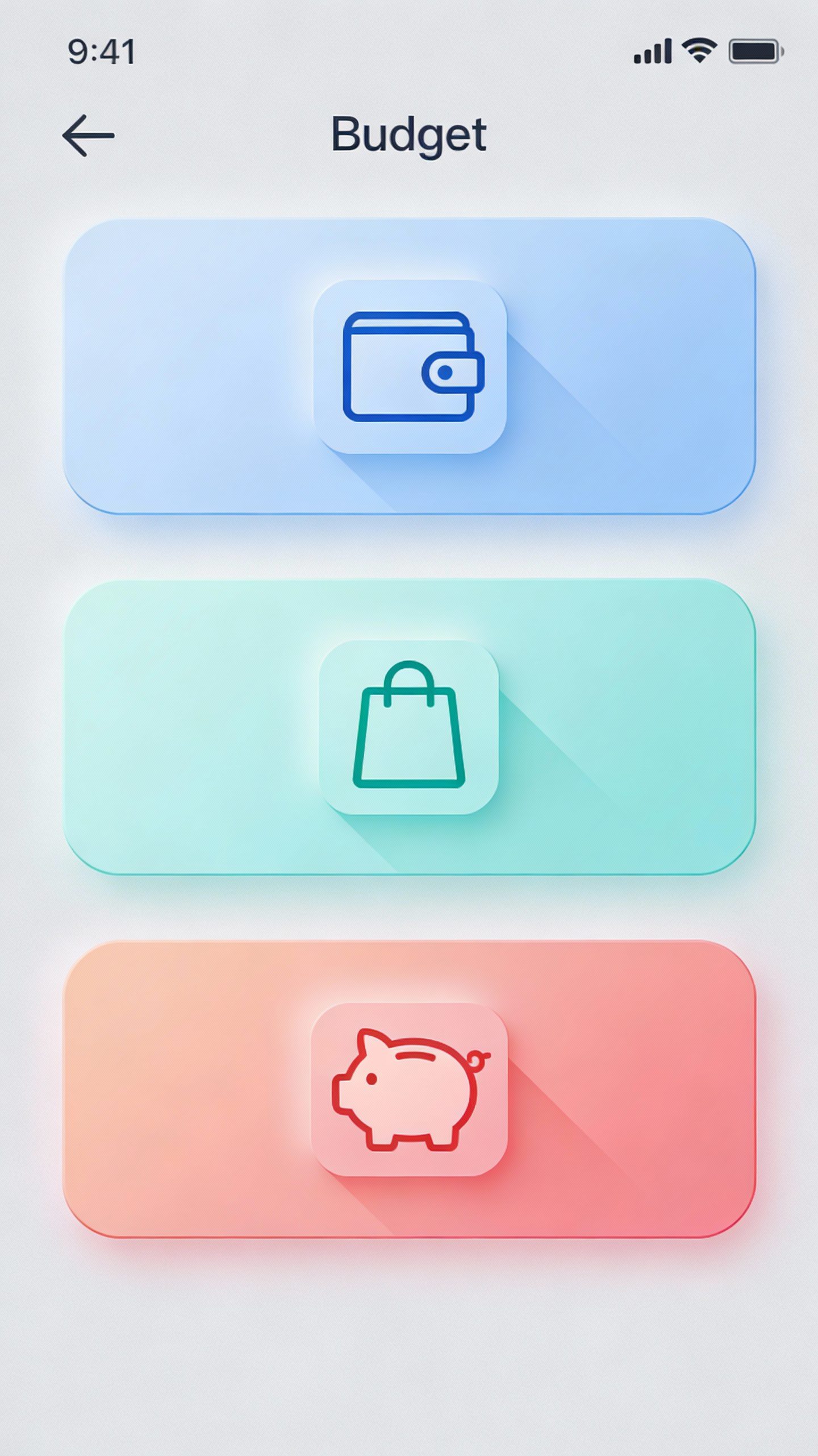 smartphone notes app showing three budget categories