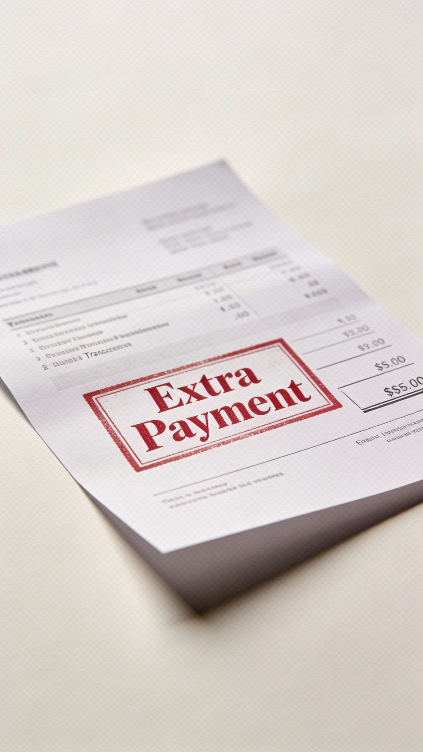 single credit card statement stamped “Extra Payment” in red ink