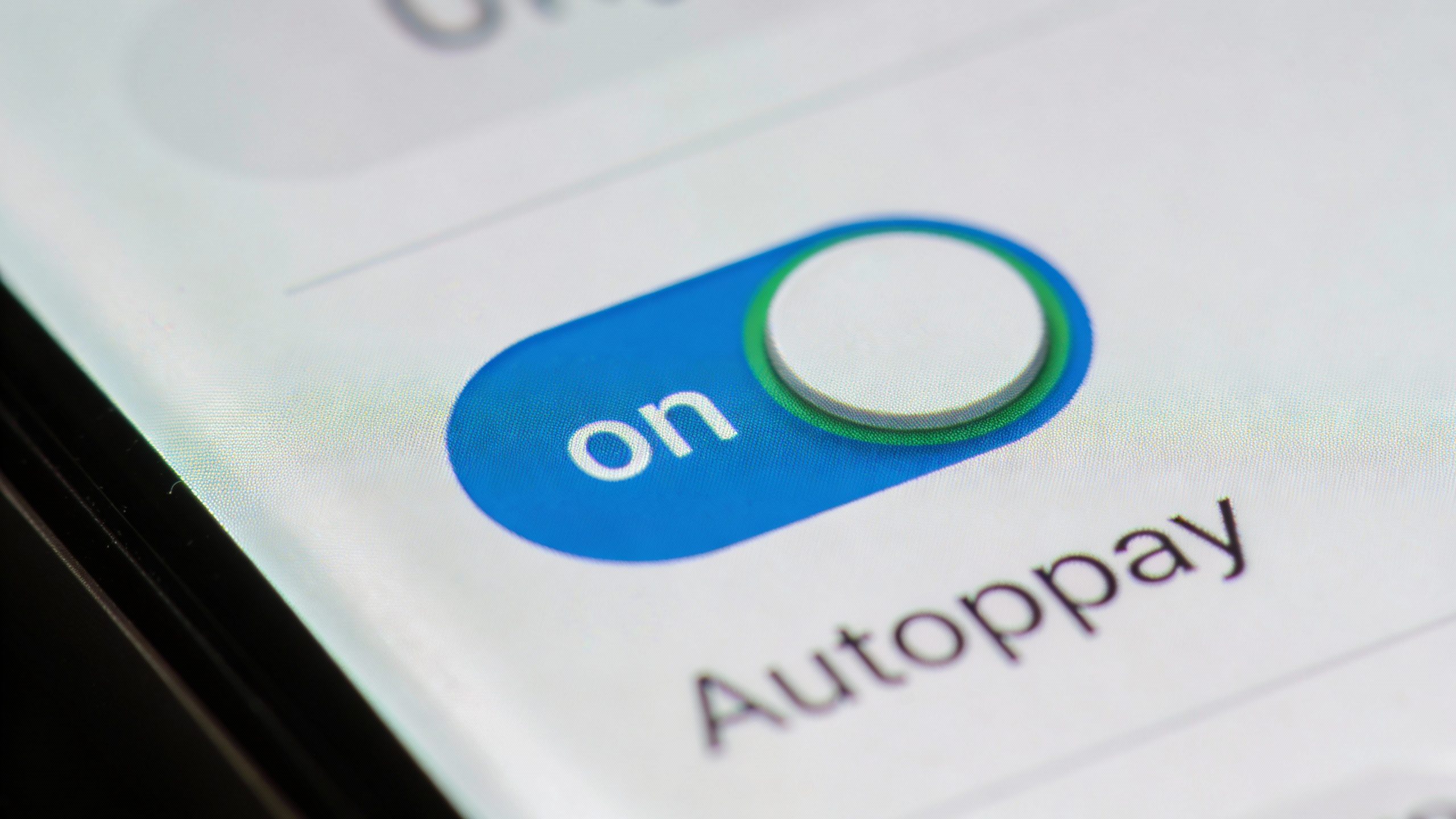 smartphone screen showing autopay toggle enabled, tight crop