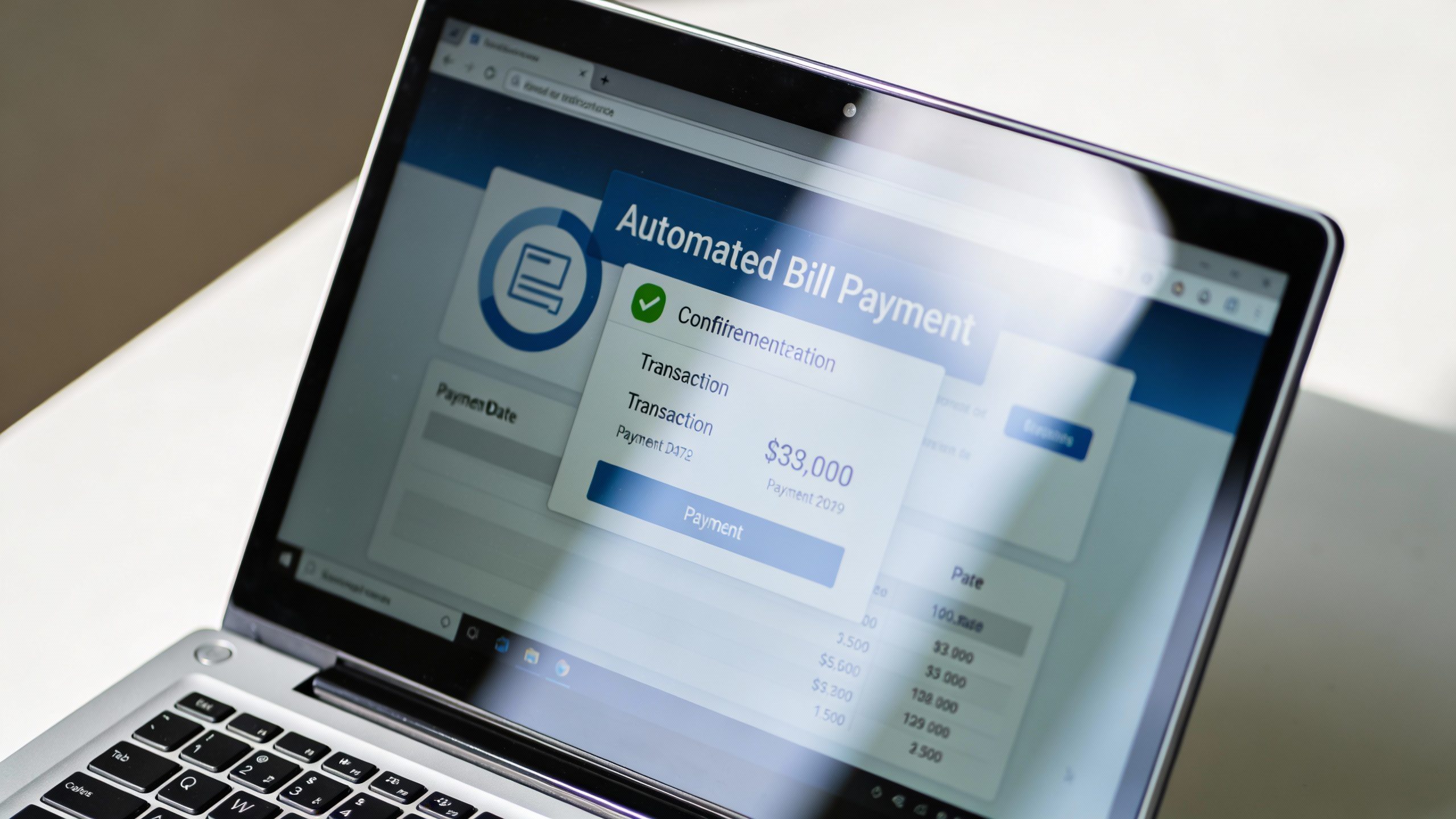 **Closeup of an automated bill payment notification on a laptop screen** Each prompt ensures a focused, professional shot directly tied to the article's content.