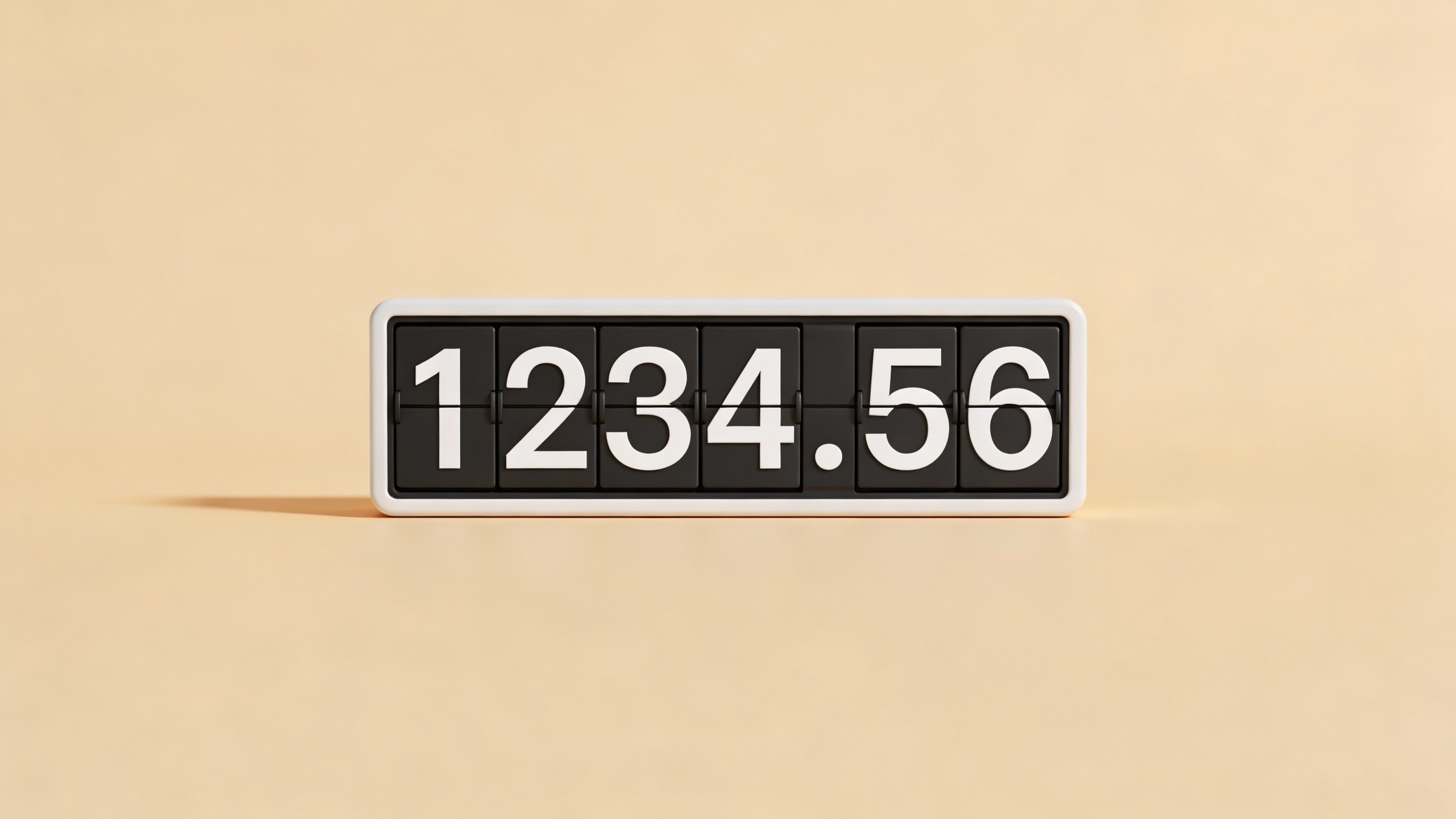 Minimalist calculator with large digits reading monthly total