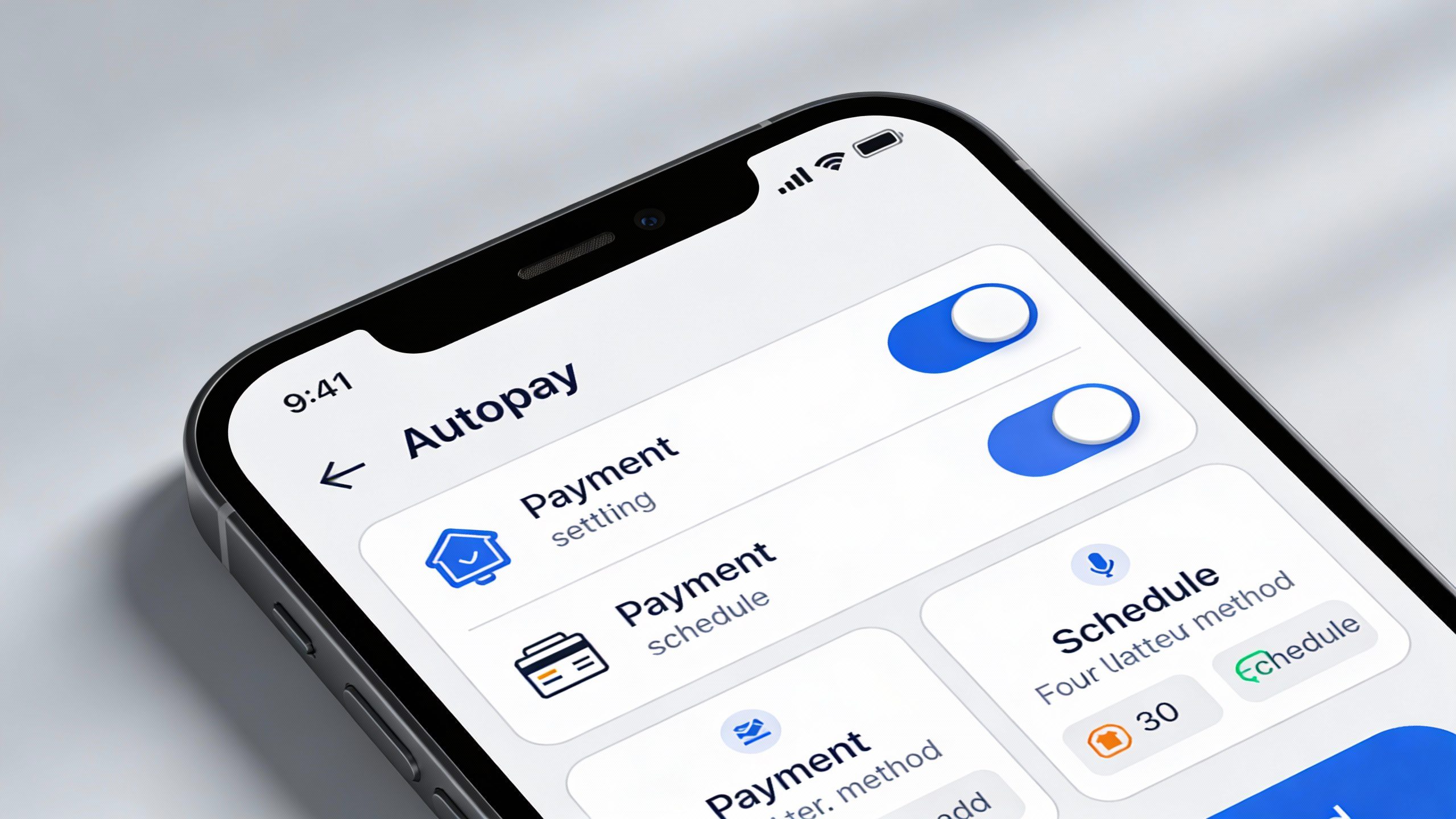 **Closeup of a smartphone screen showing autopay settings**