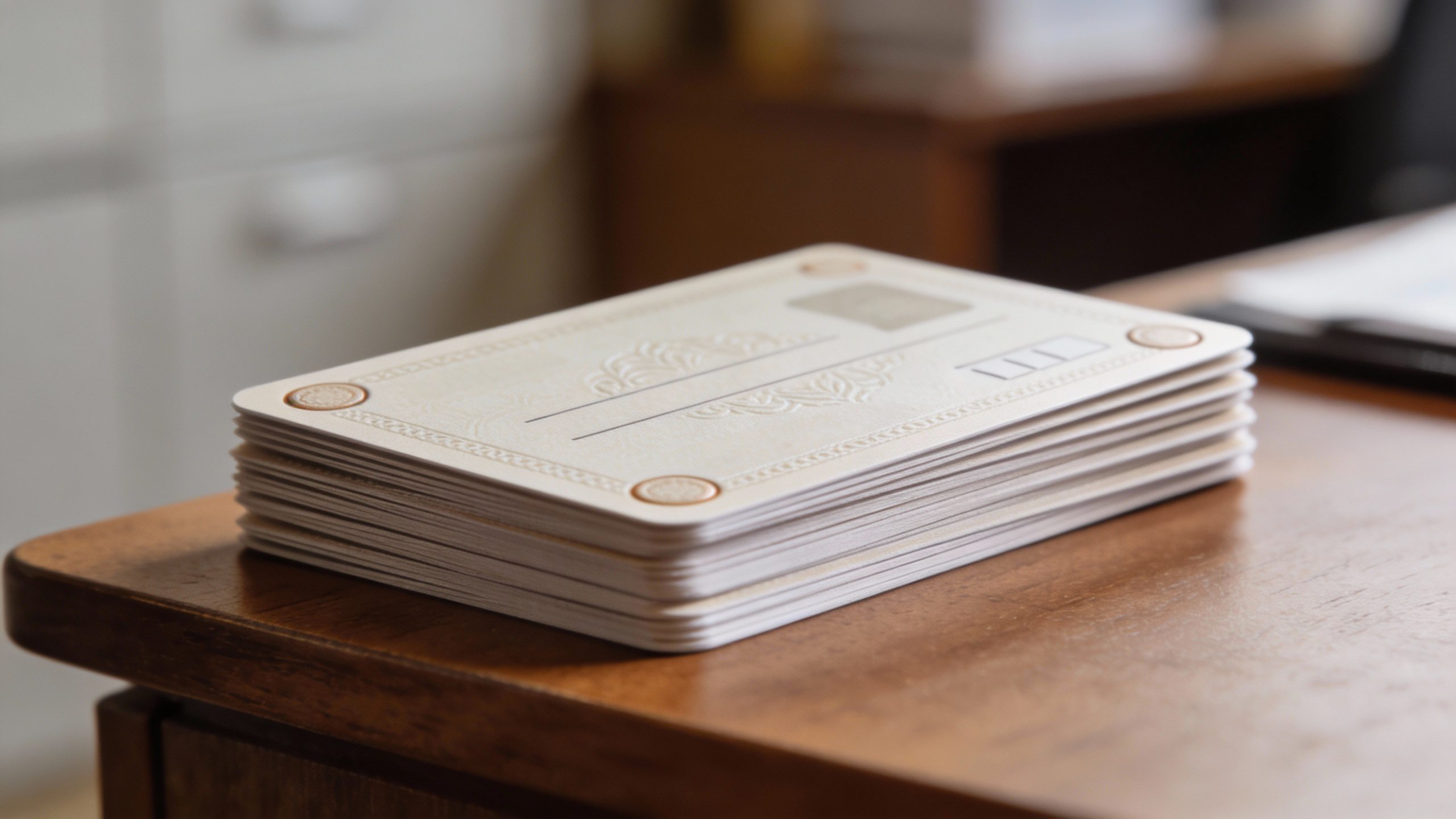 **Neat stack of canceled subscription cards on a desk**