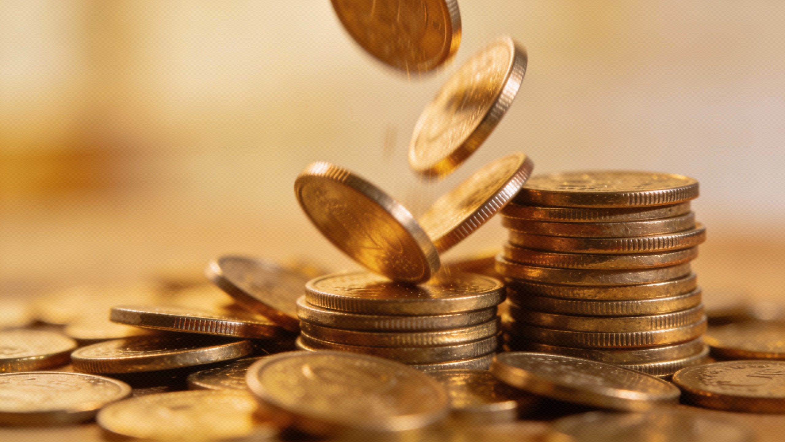 **Stack of coins forming a tiny avalanche**