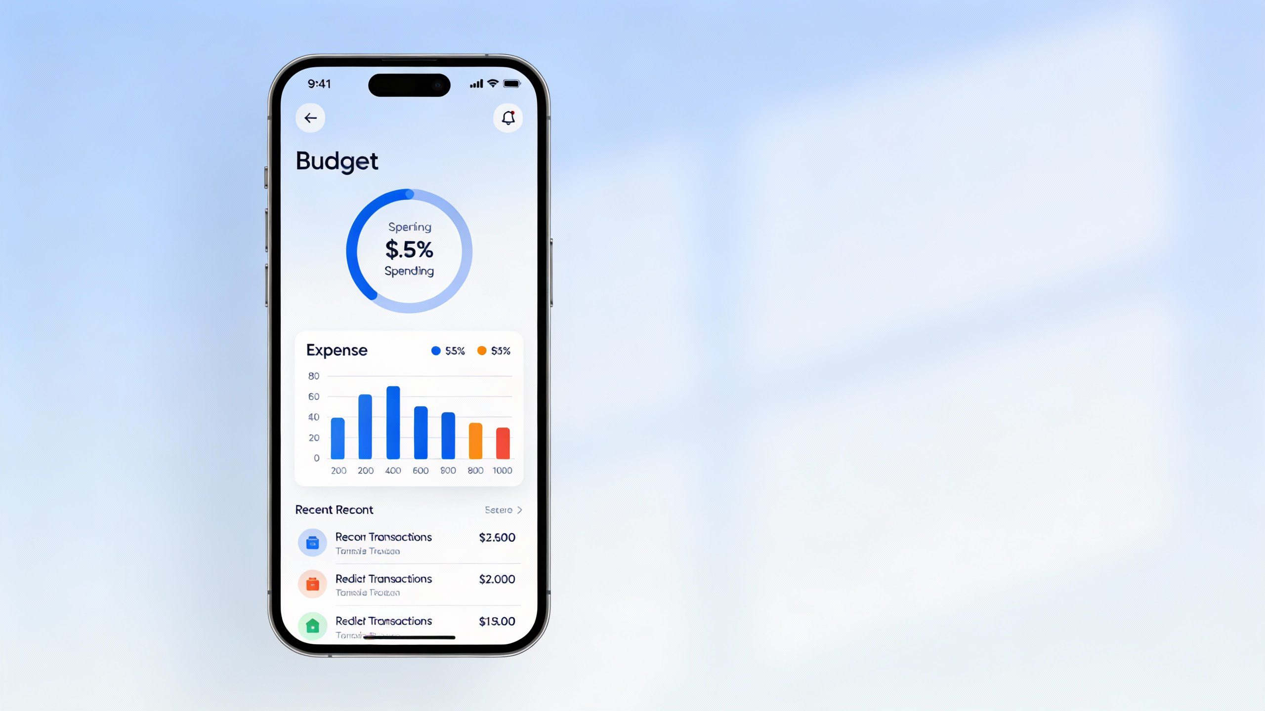 **Single smartphone screen displaying a budgeting app**
