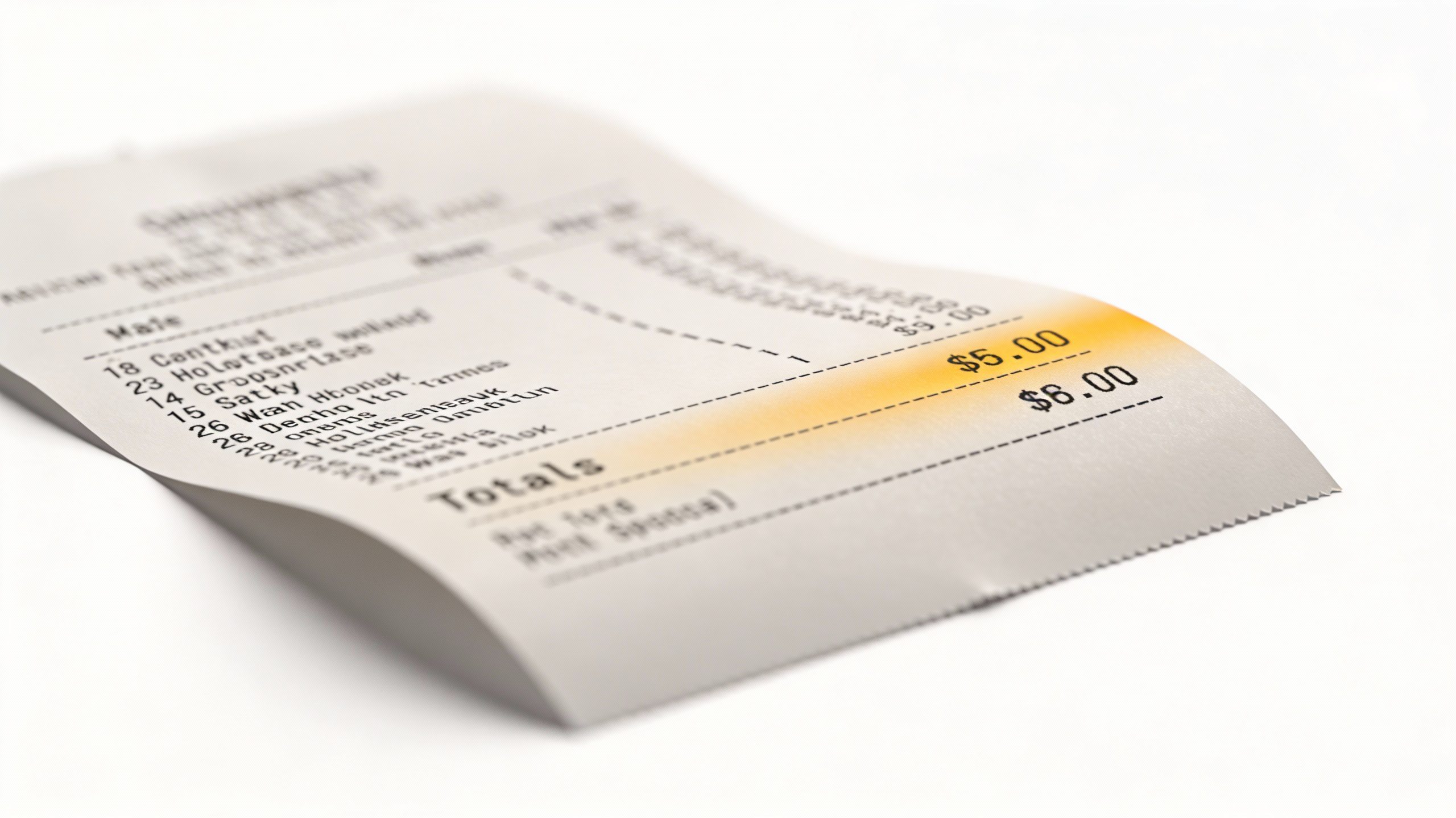 **Isolated grocery receipt with highlighted totals**