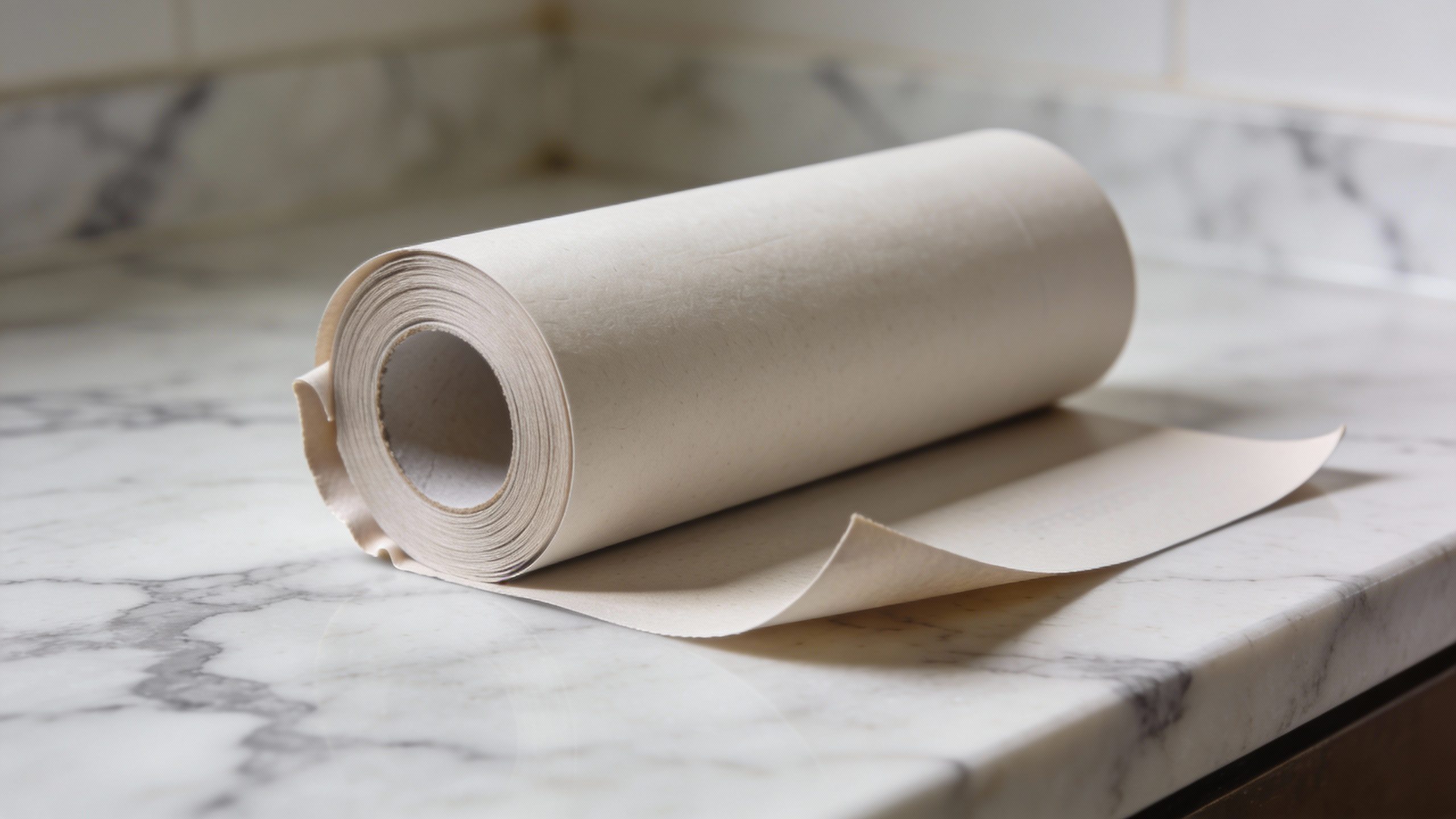 **Rolled-up unused gym membership card on marble counter**