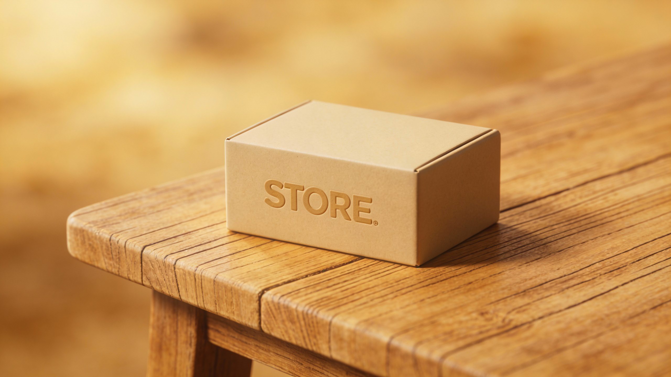 **Single store-brand cereal box on wooden table**