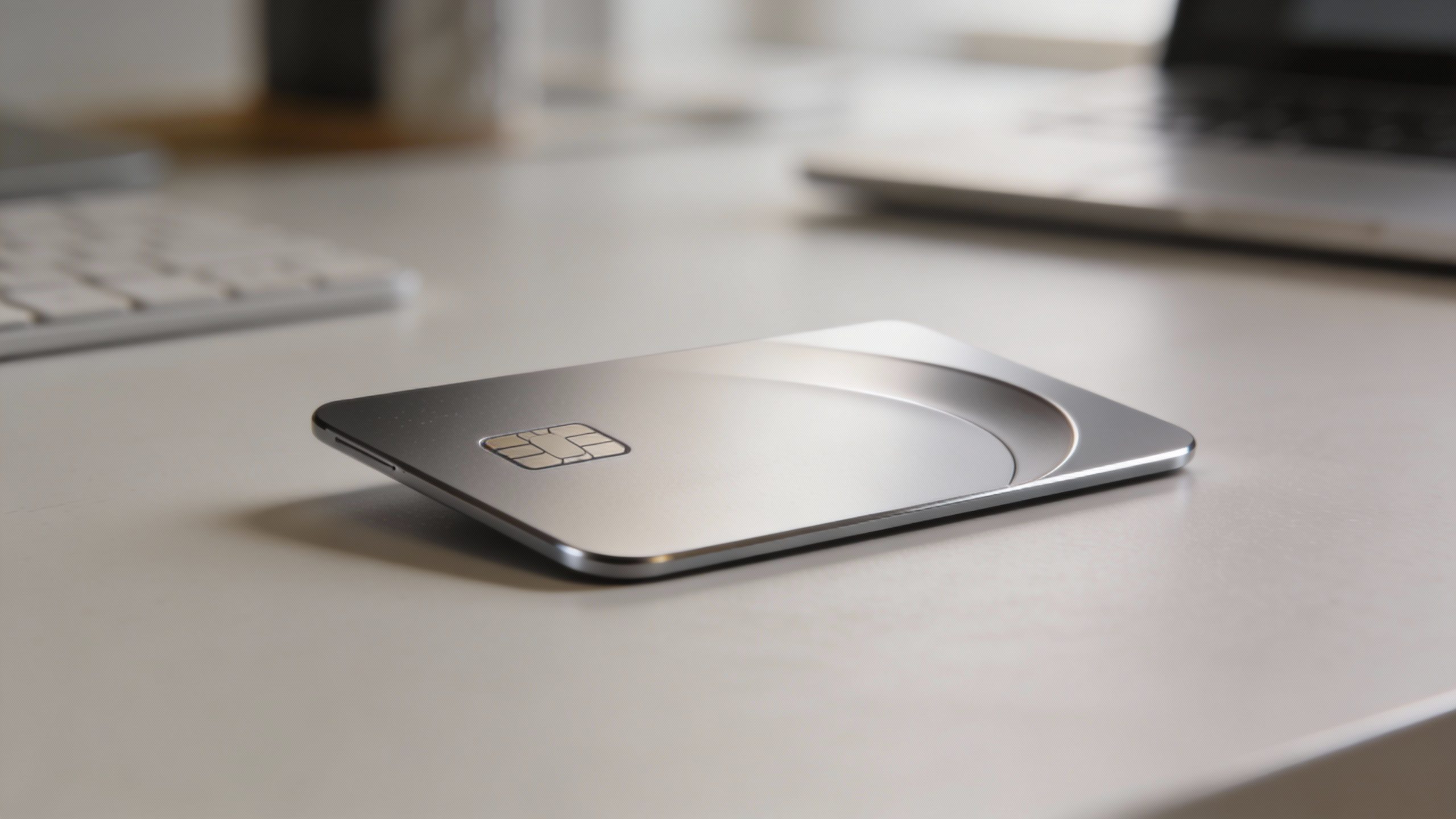 sleek contactless credit card on minimalist desk surface