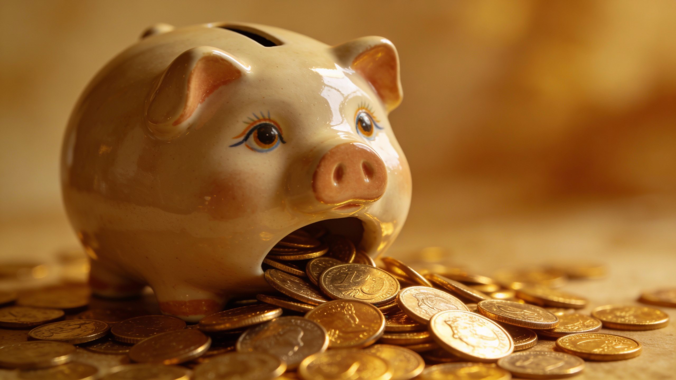 **Closeup of a piggy bank with coins spilling out**  Each prompt is concise, focused, and visually aligned with the article's money mindset topic.