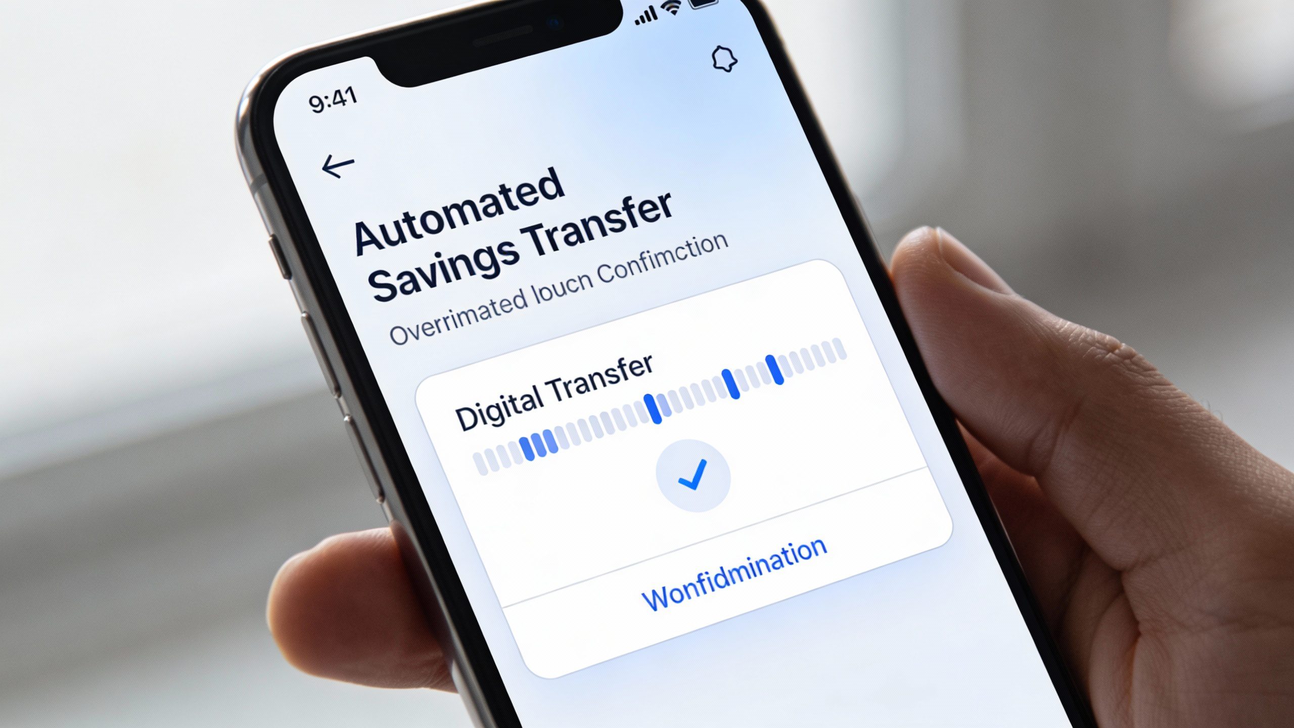 **Closeup of a smartphone screen showing an automated savings transfer**