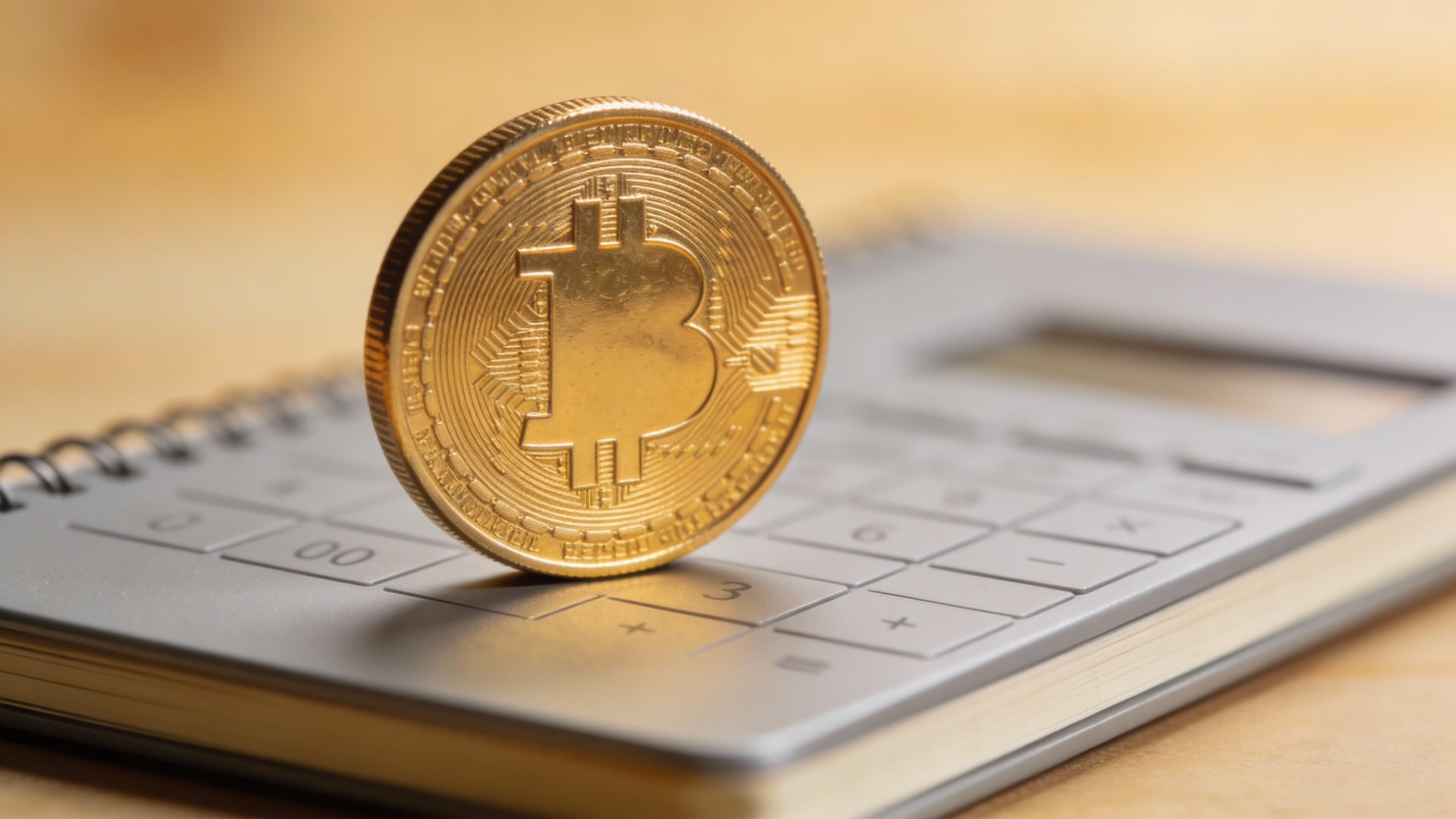 **Single gold coin resting on a modern budgeting notebook**