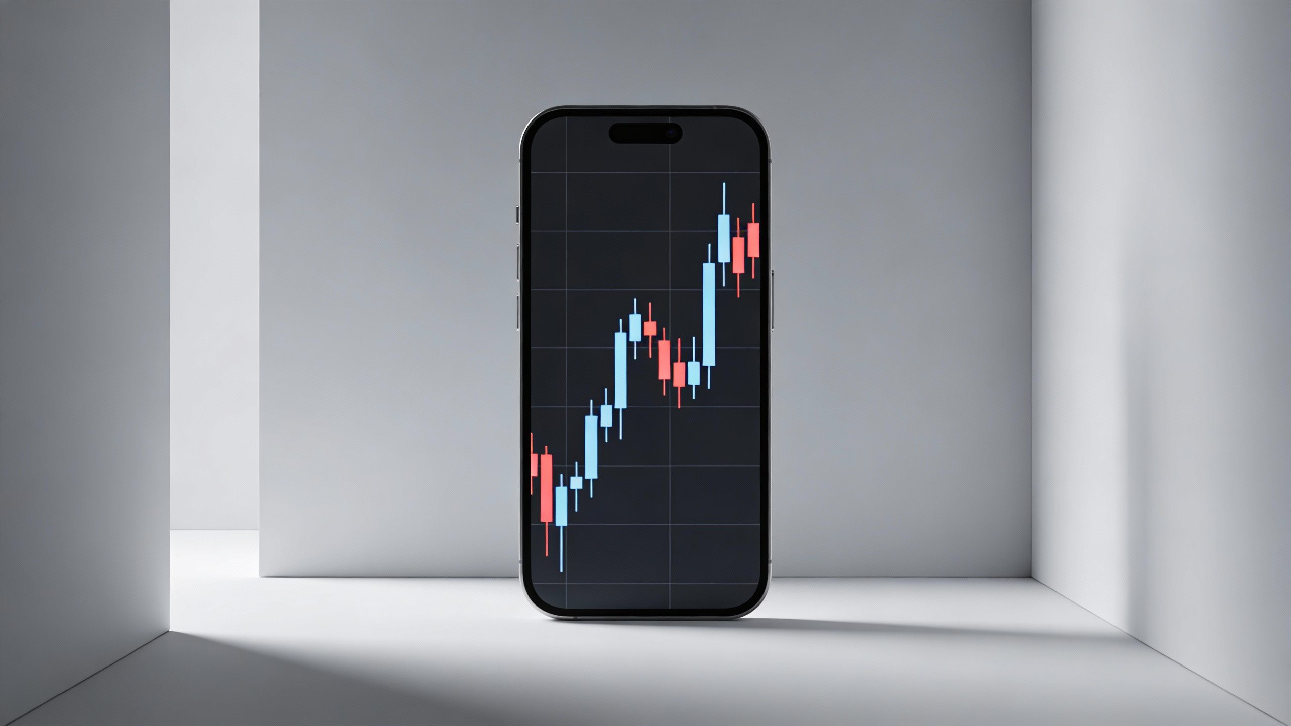 **Single smartphone screen displaying a stock chart**