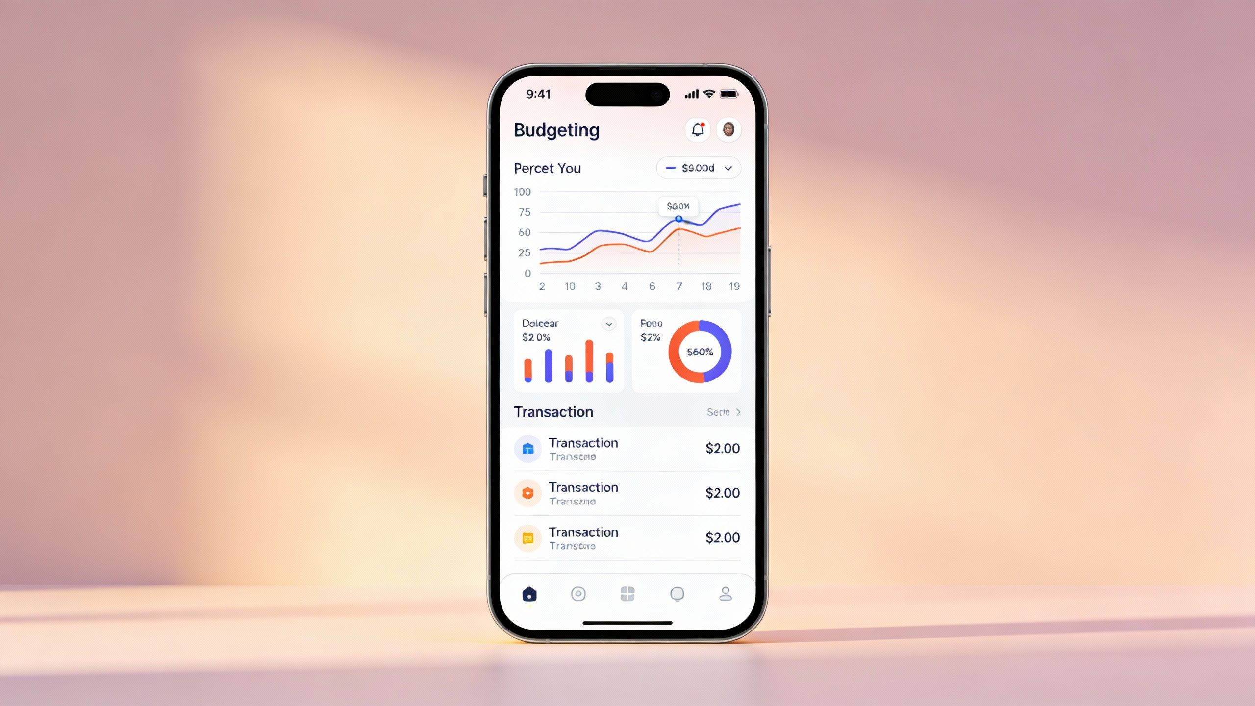**Single smartphone screen showing a budgeting app open**