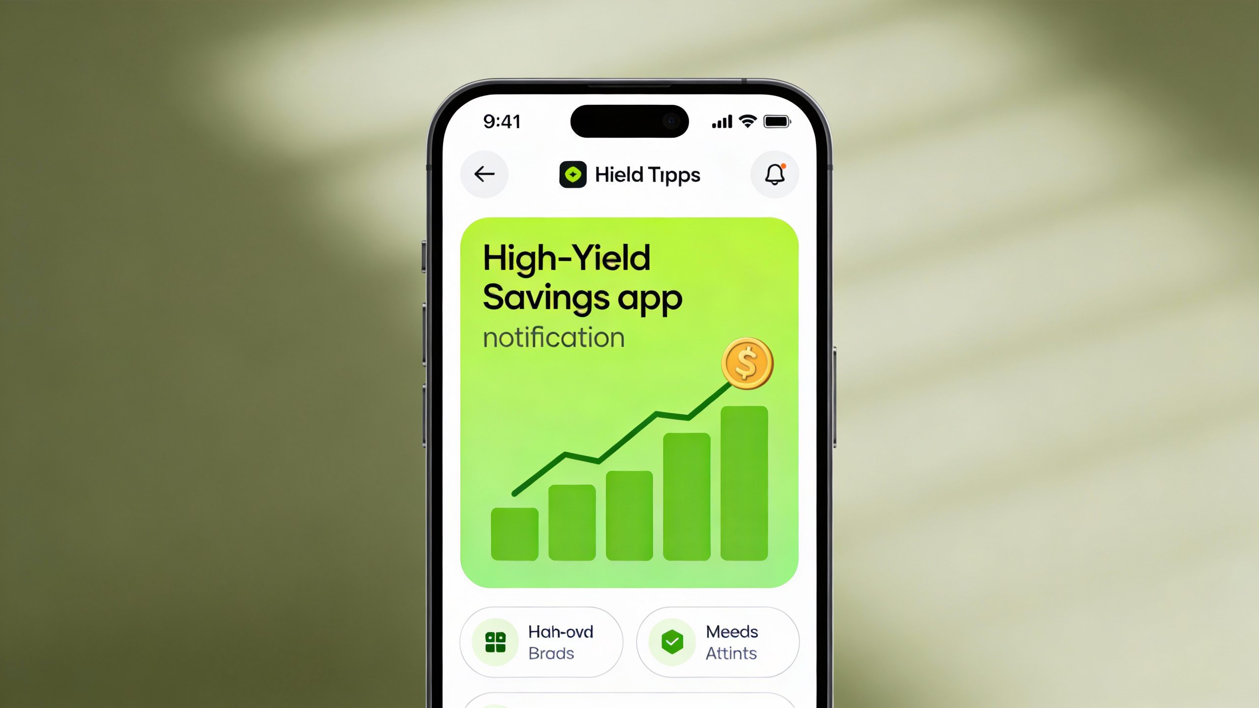 **Single smartphone screen showing a high-yield savings app notification**