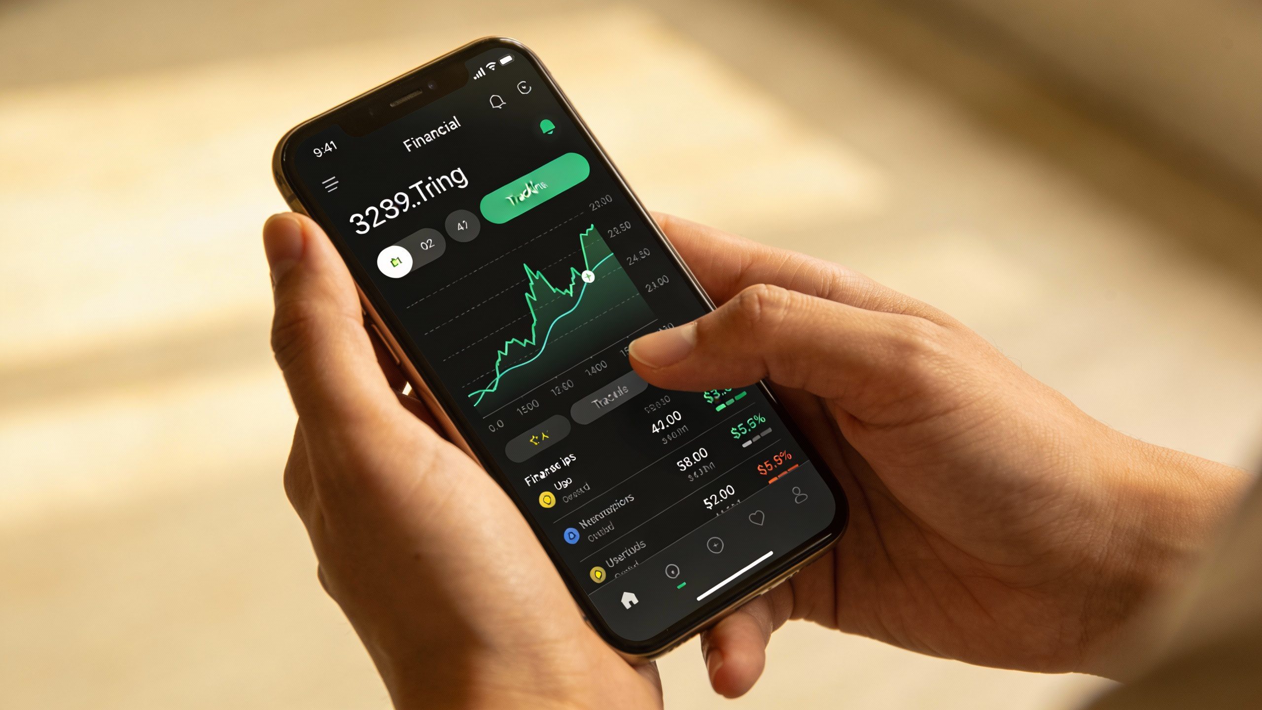 closeup of a single person tracking expenses on a smartphone