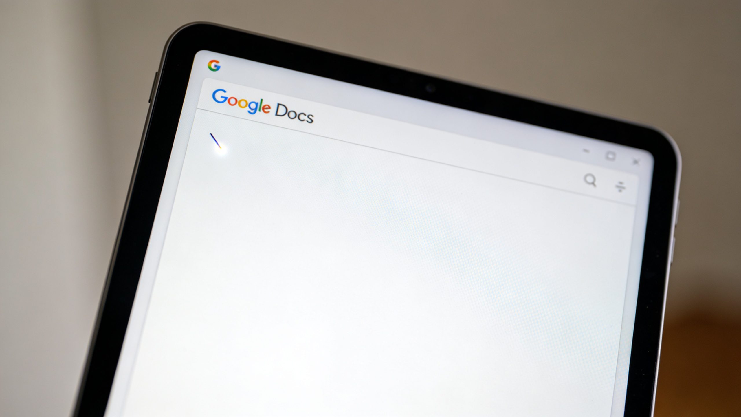 closeup of Google Docs screen with blinking cursor