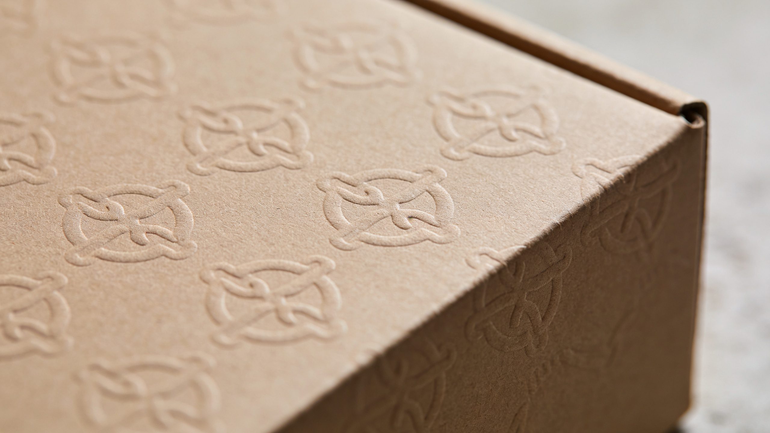 closeup of a branded shipping box with printed label