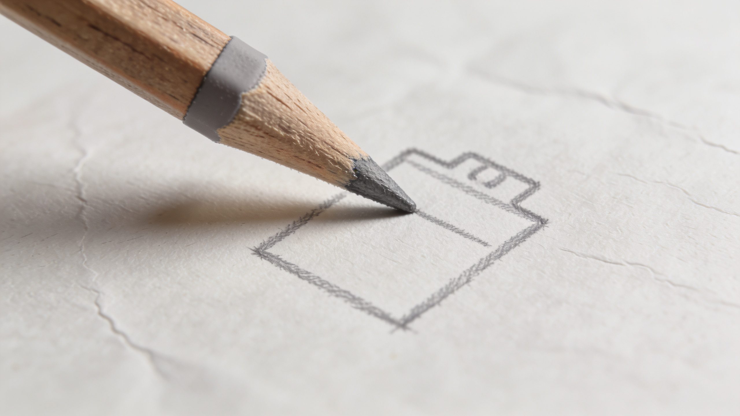 Closeup of a single pencil marking a simple budget template on paper