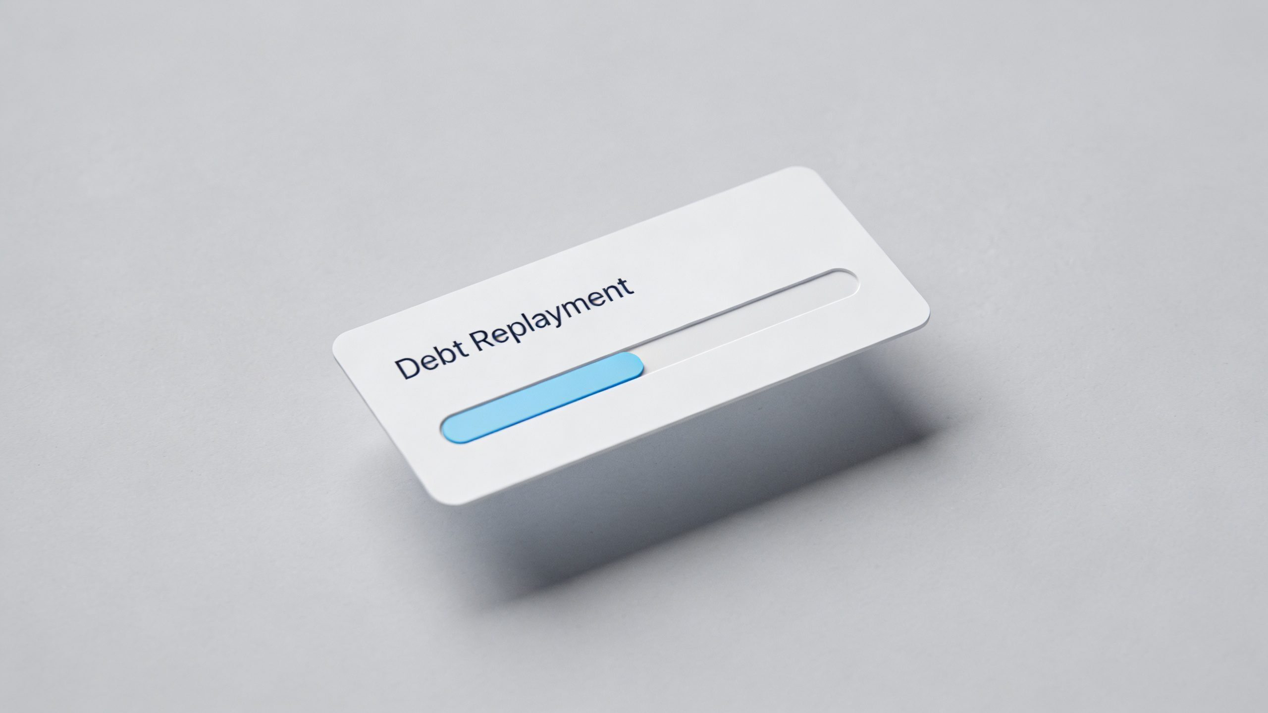 closeup of a small debt repayment chart showing a tiny progress bar