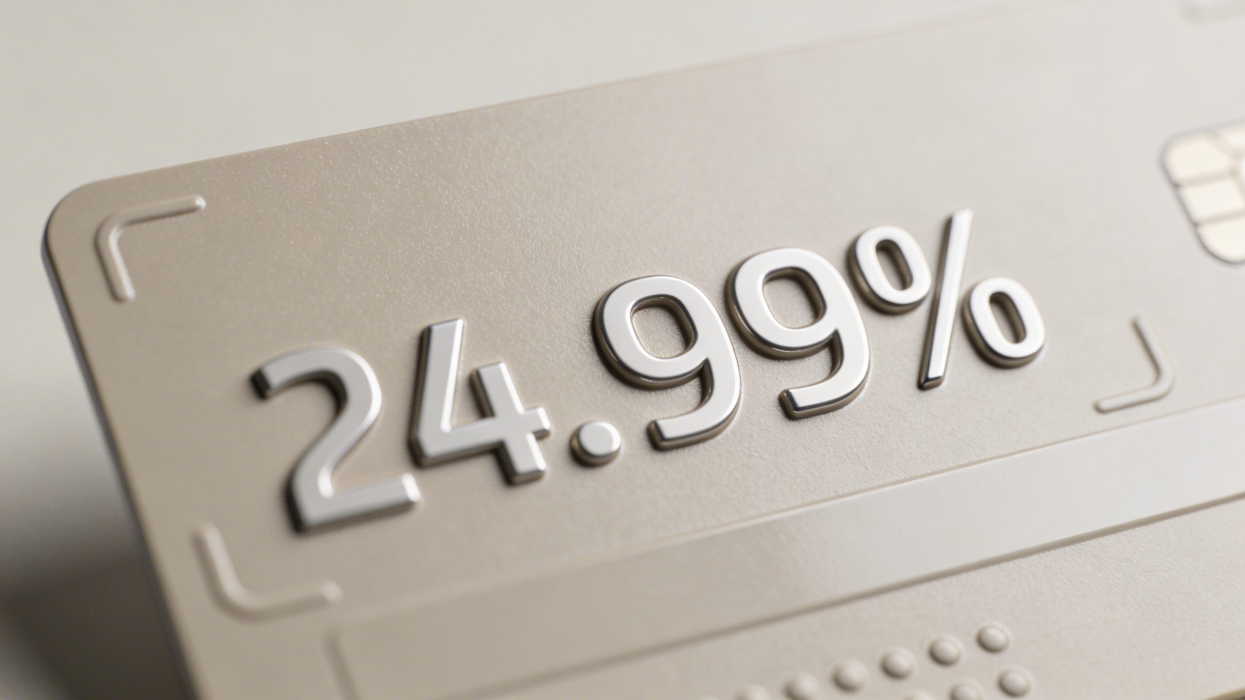 Closeup of a single credit card with bold interest rate printed
