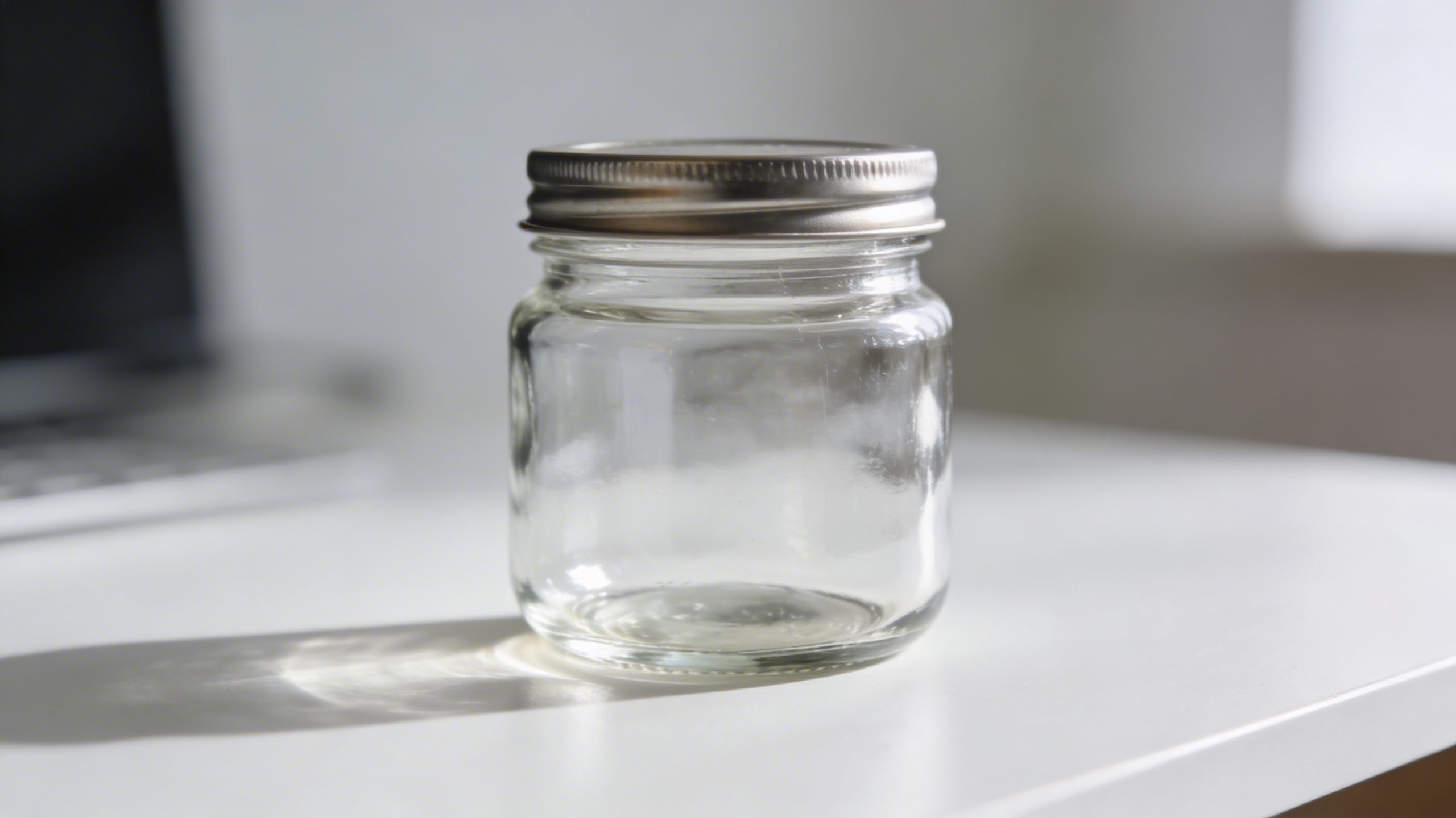 Closeup of a single glass jar labeled “Emergency Fund” on a clean desk