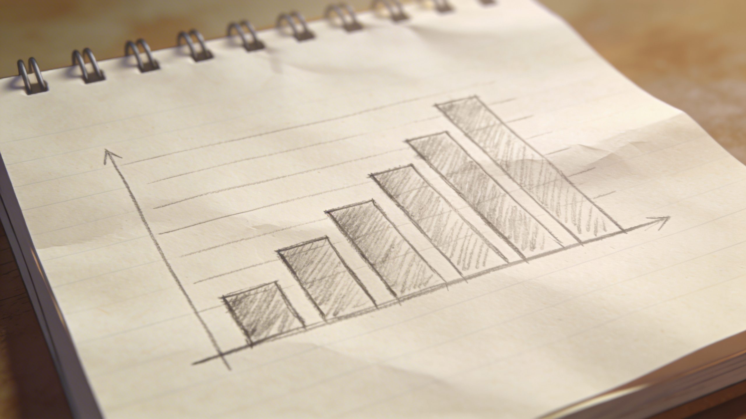 closeup of a cash flow histogram on a notebook page