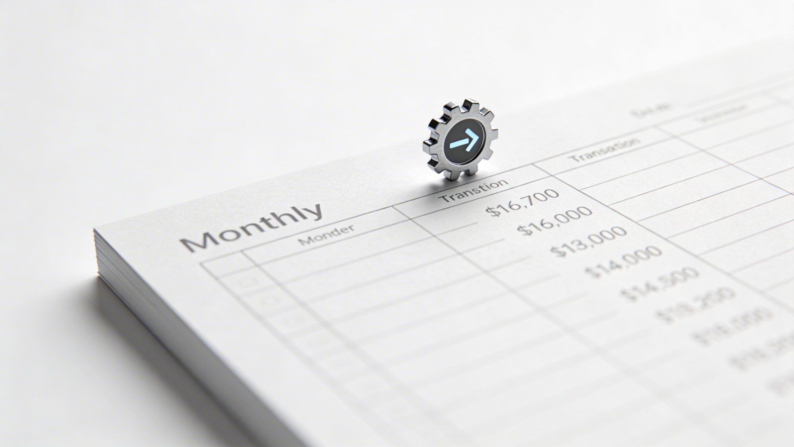 Closeup of a single monthly transfer ledger with automated icon