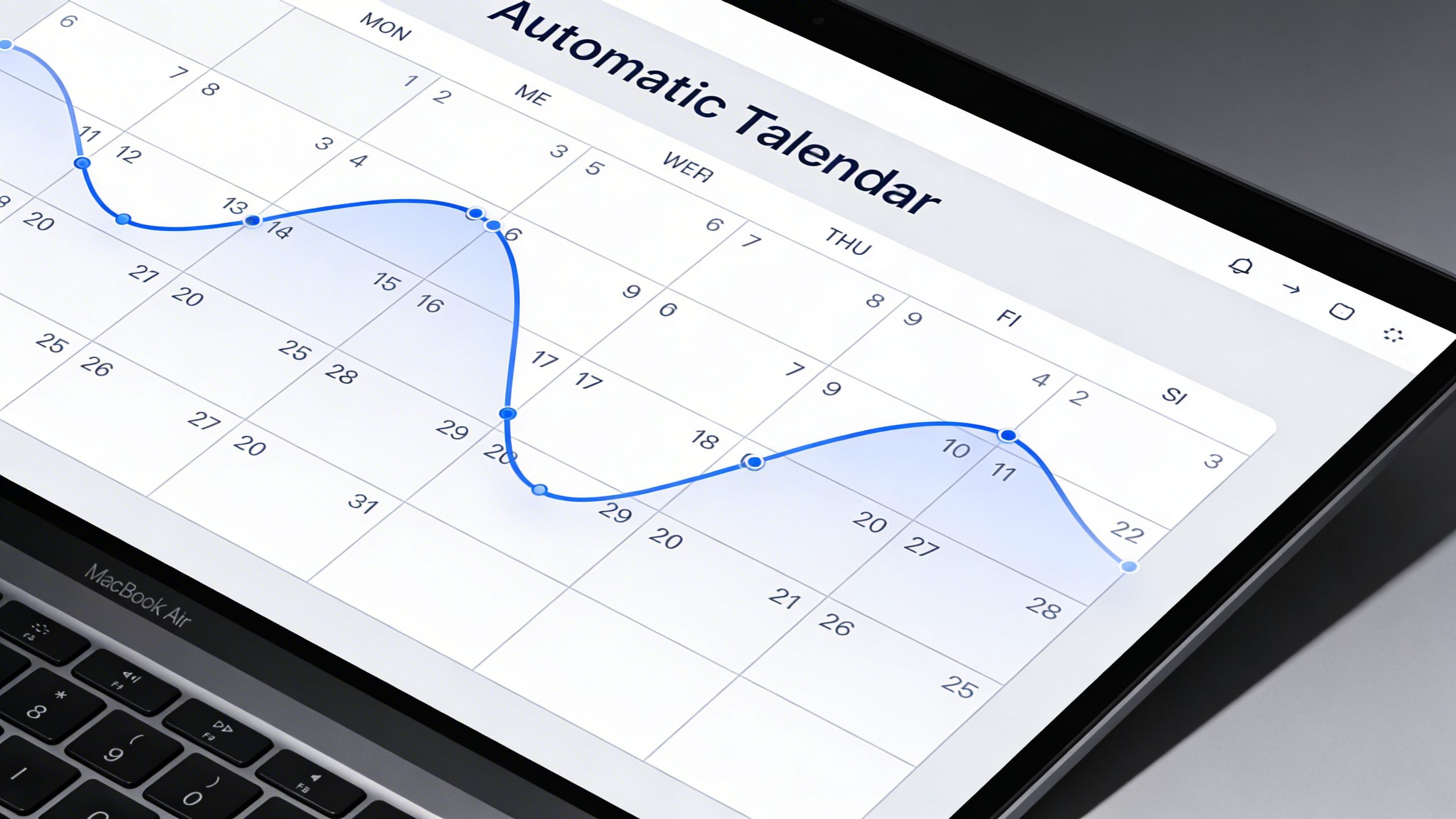 closeup of a minimalist automatic transfer calendar on a laptop screen