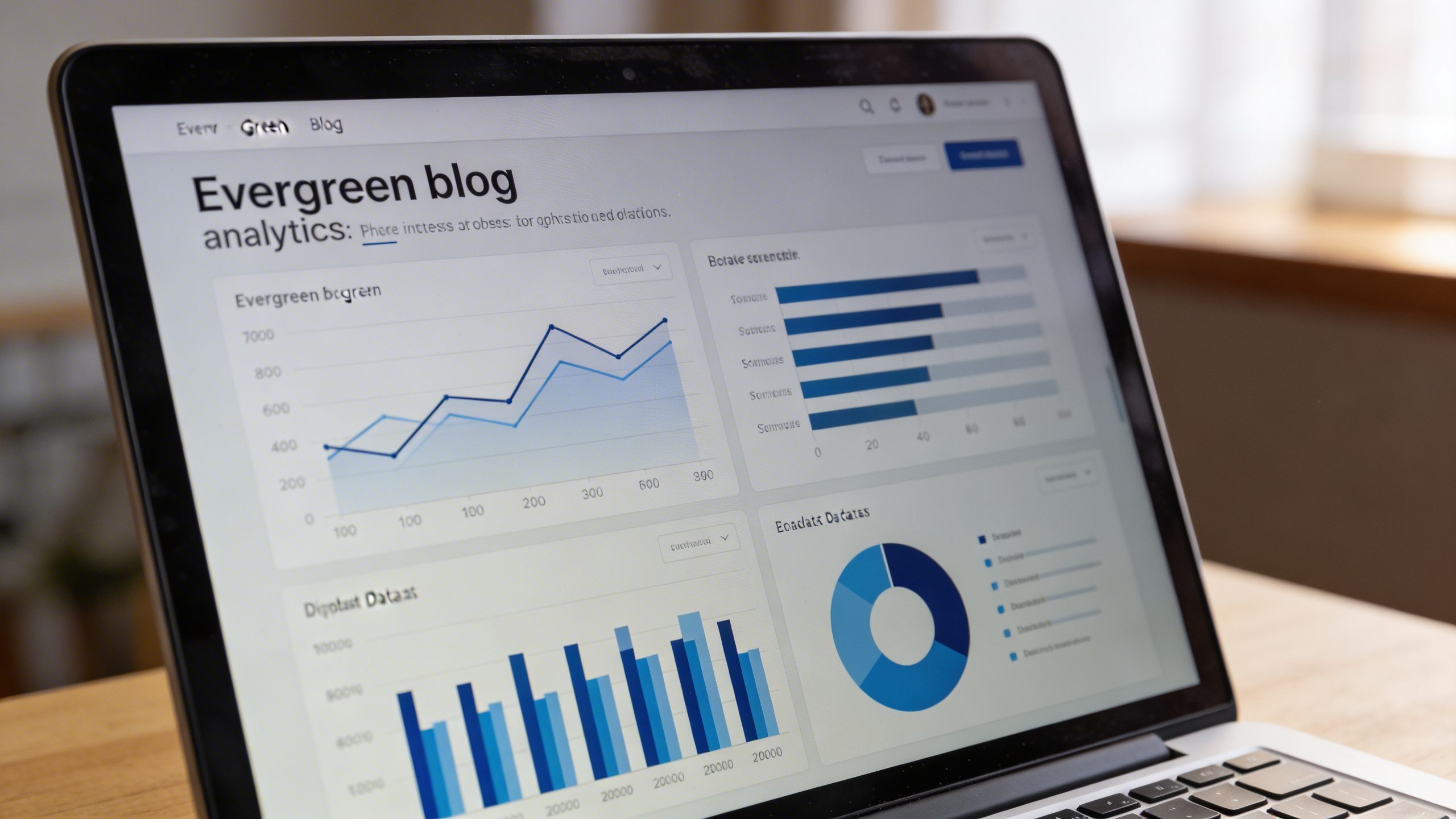 closeup of a laptop screen displaying evergreen blog analytics