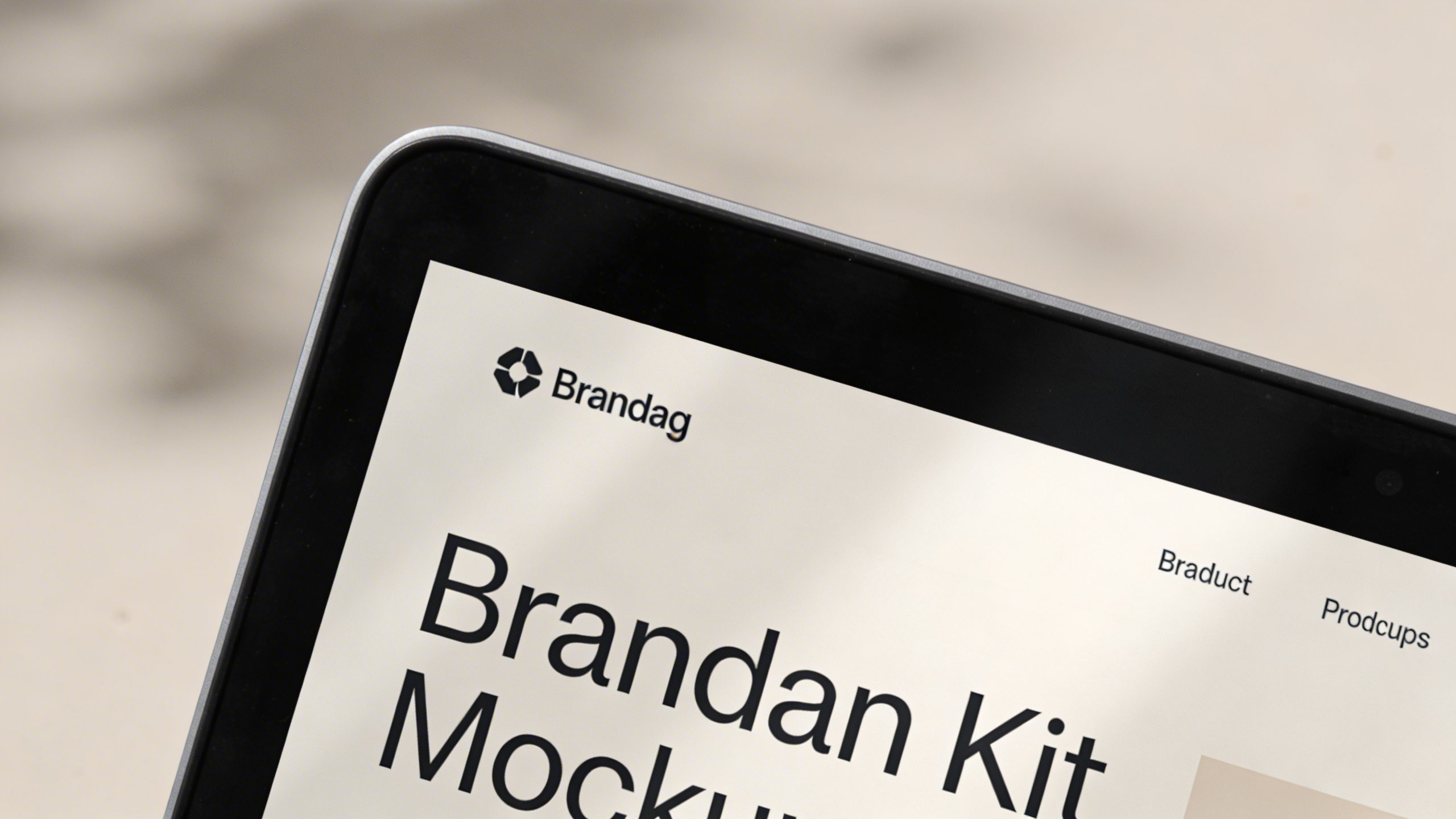 Closeup of a laptop screen displaying a branding kit mockup