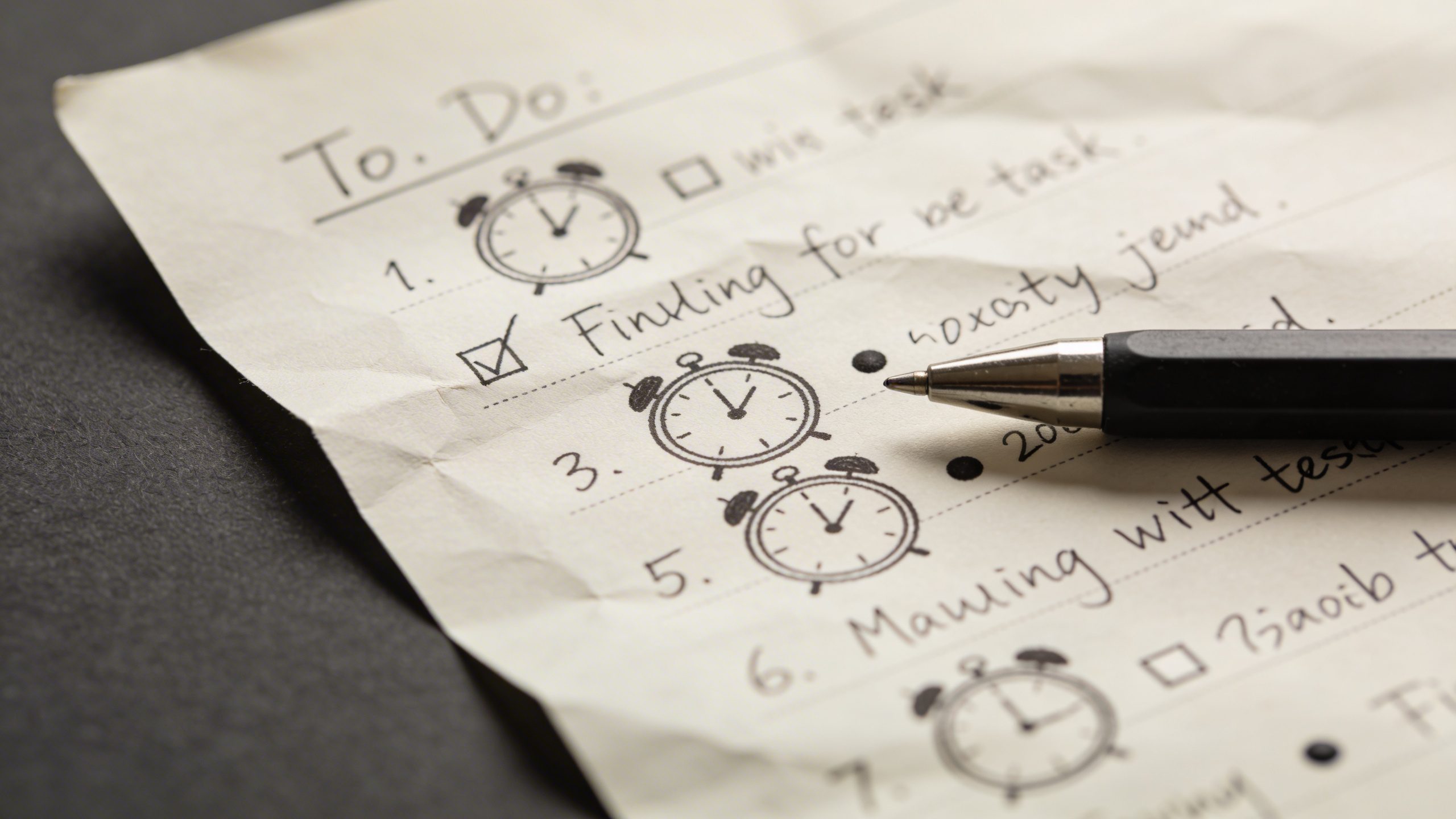 Close-up of a timestamped to-do list with micro-task notes