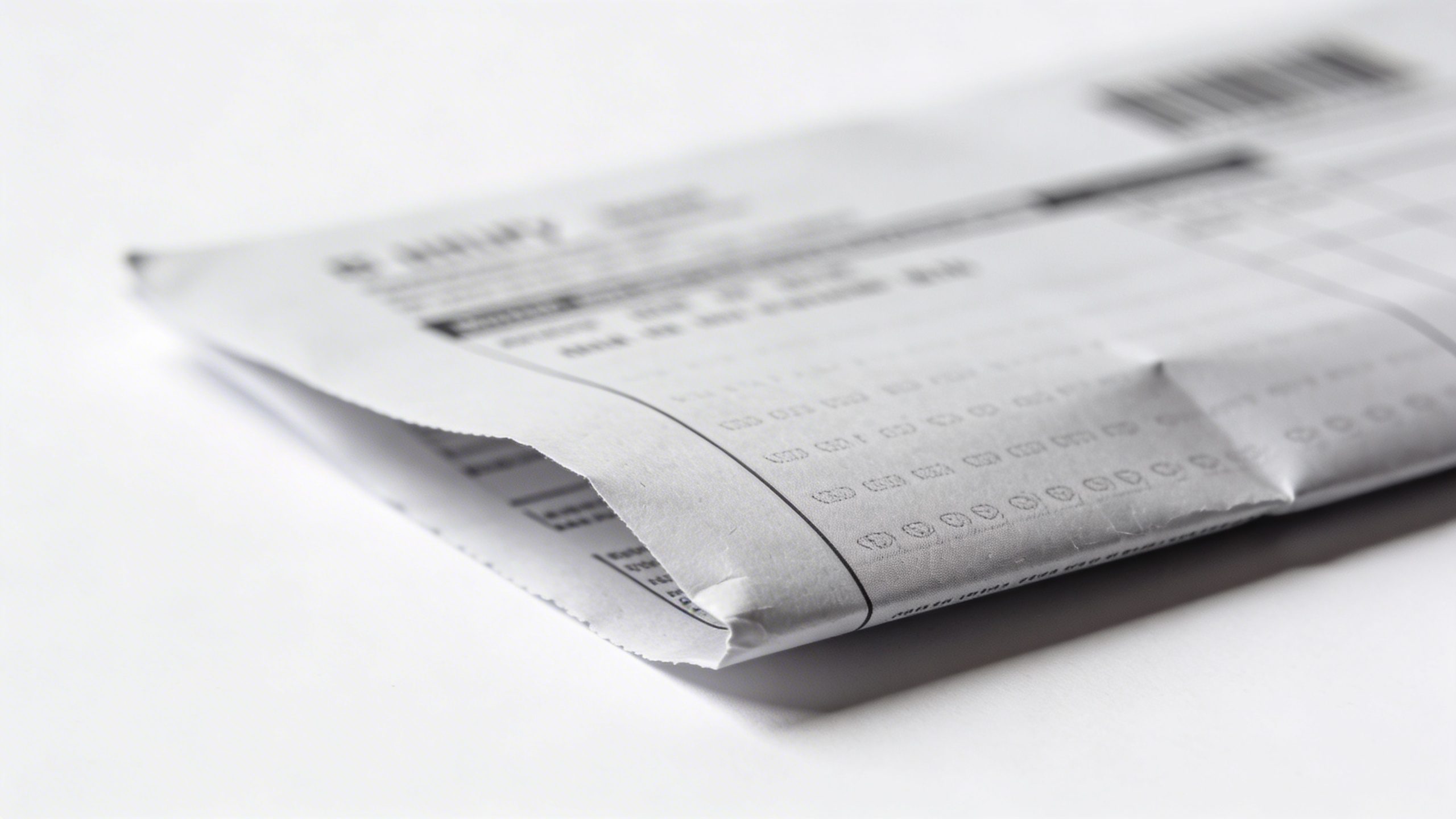 Closeup of a single utility bill on a white background