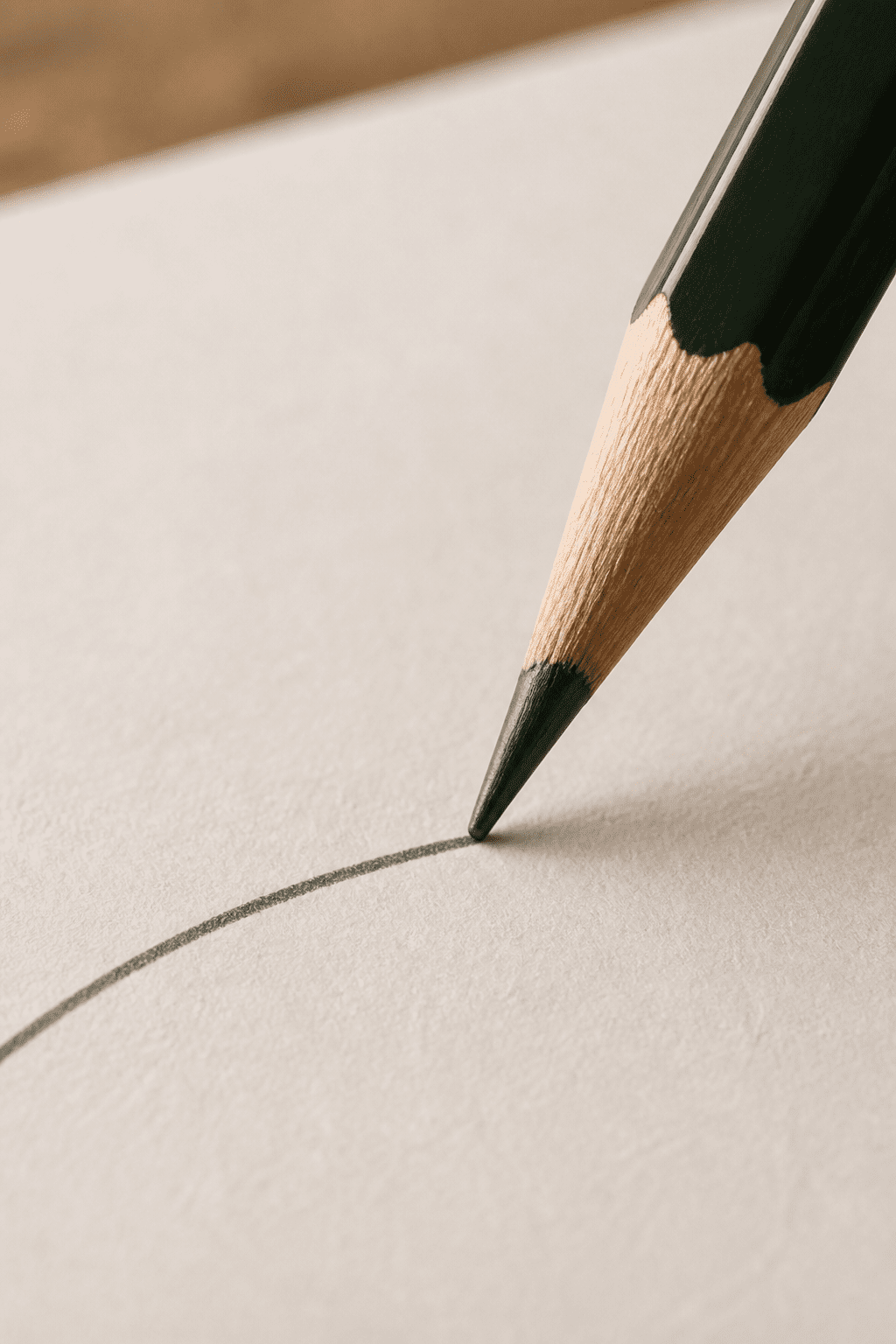 Closeup of a single sharpened pencil writing a monthly money goal on paper