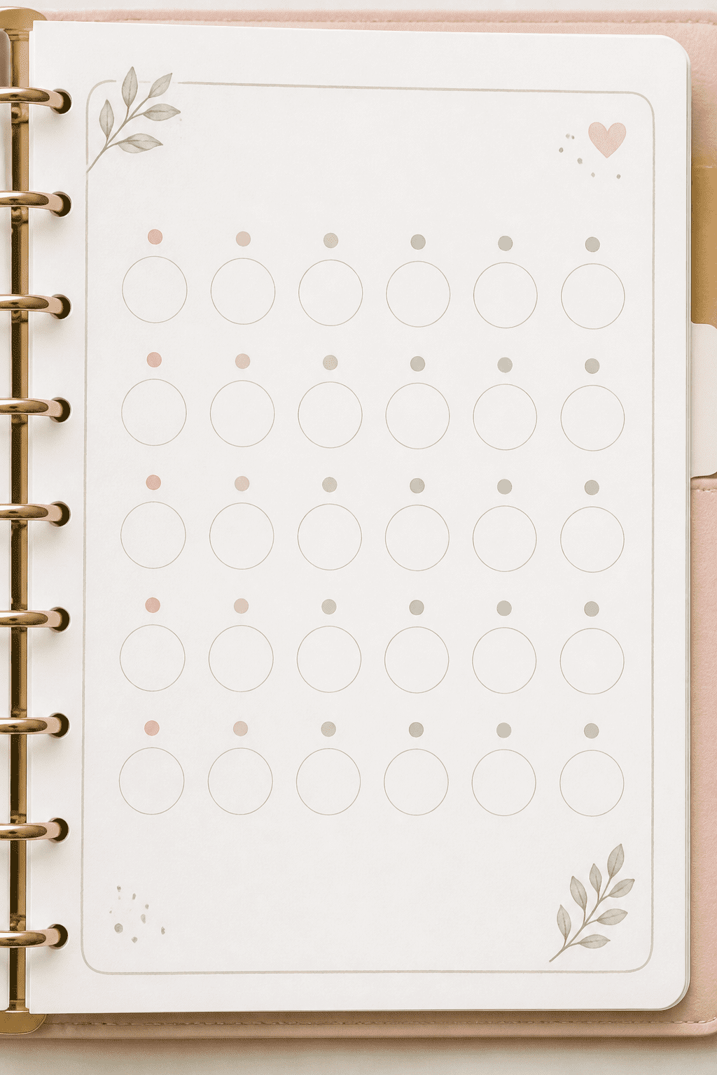 Close-up of a single planner page tracking 30-day spending