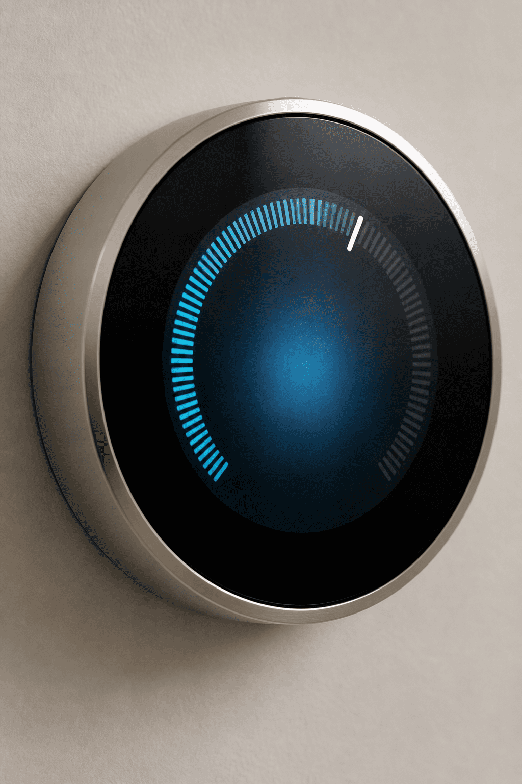 closeup of programmable thermostat display on wall