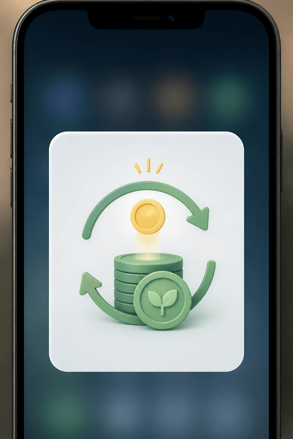 Closeup of a single dividend reinvestment notification on a smartphone screen