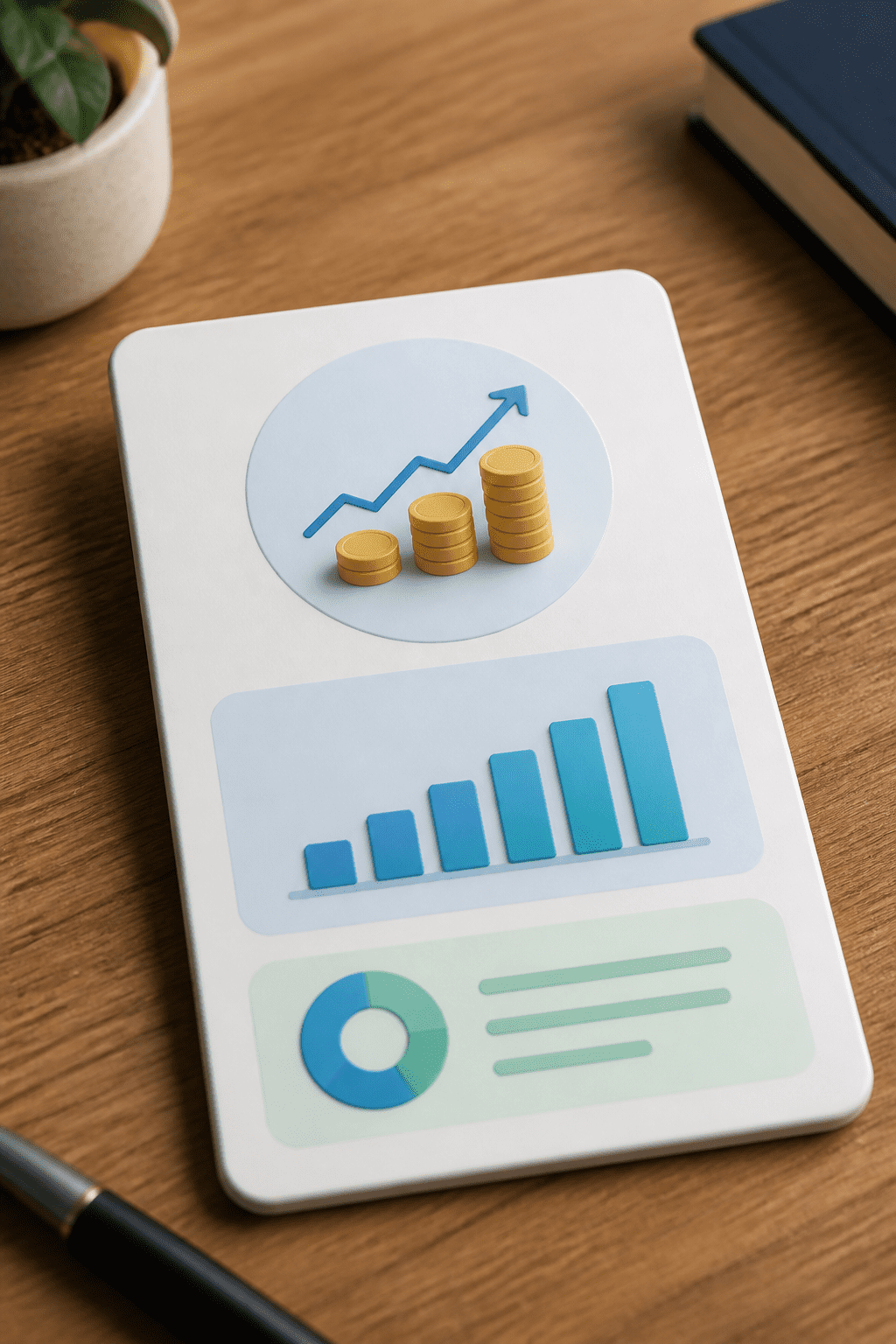 Closeup of a single monthly investment plan card on a desk